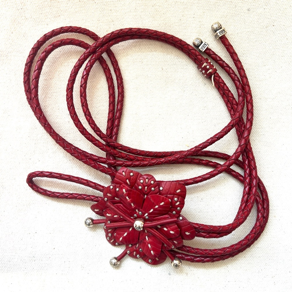 SOLD!!
Brighton Red Braided Leather Flower Lariat Belt